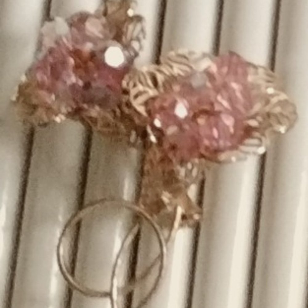 Vintage Pink and Gold Flower Brooch